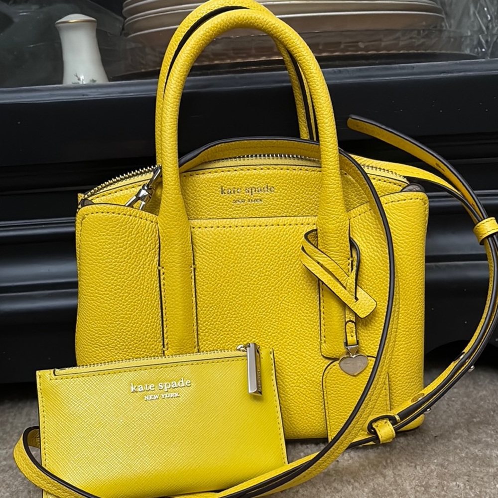 NWOT Kate Spade Vibrant Yellow Satchel and Wallet